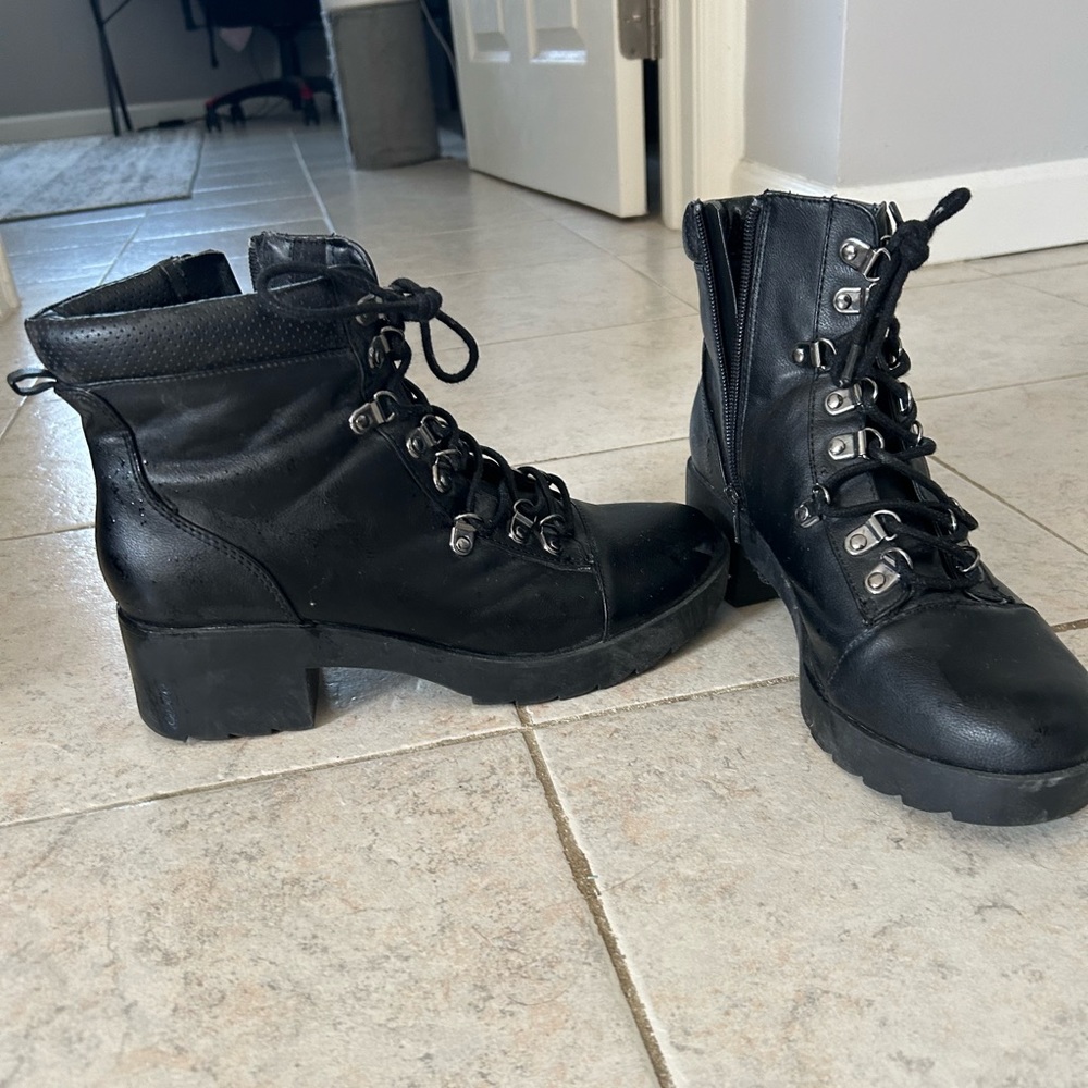 Black combat boots
